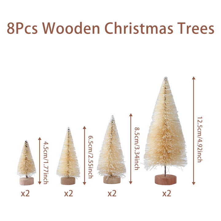 Artificial Mini Wooden Christmas Tree Blue Green White Gold Tower Pine Small Sisal Tabletop Ornament Decor