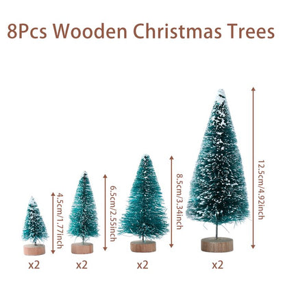 Artificial Mini Wooden Christmas Tree Blue Green White Gold Tower Pine Small Sisal Tabletop Ornament Decor