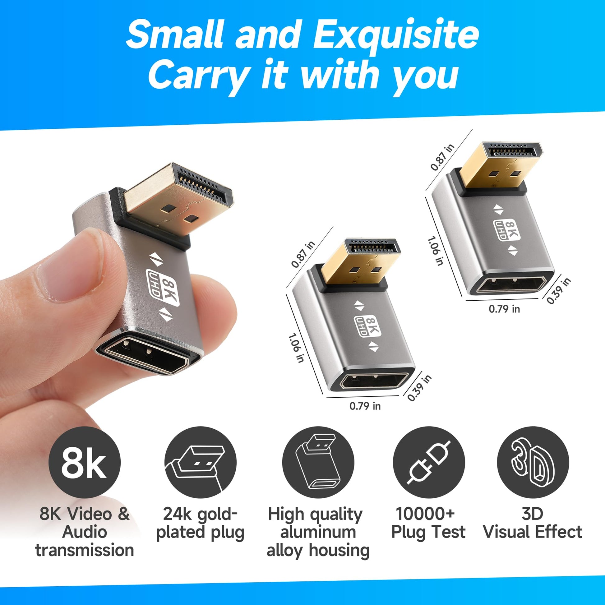 Gold Plated Vertical Bend Adaptor Monitor DP Interface Extension Computer Graphics Card Aluminium A 1
