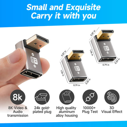 Gold Plated Vertical Bend Adaptor Monitor DP Interface Extension Computer Graphics Card Aluminium A 1