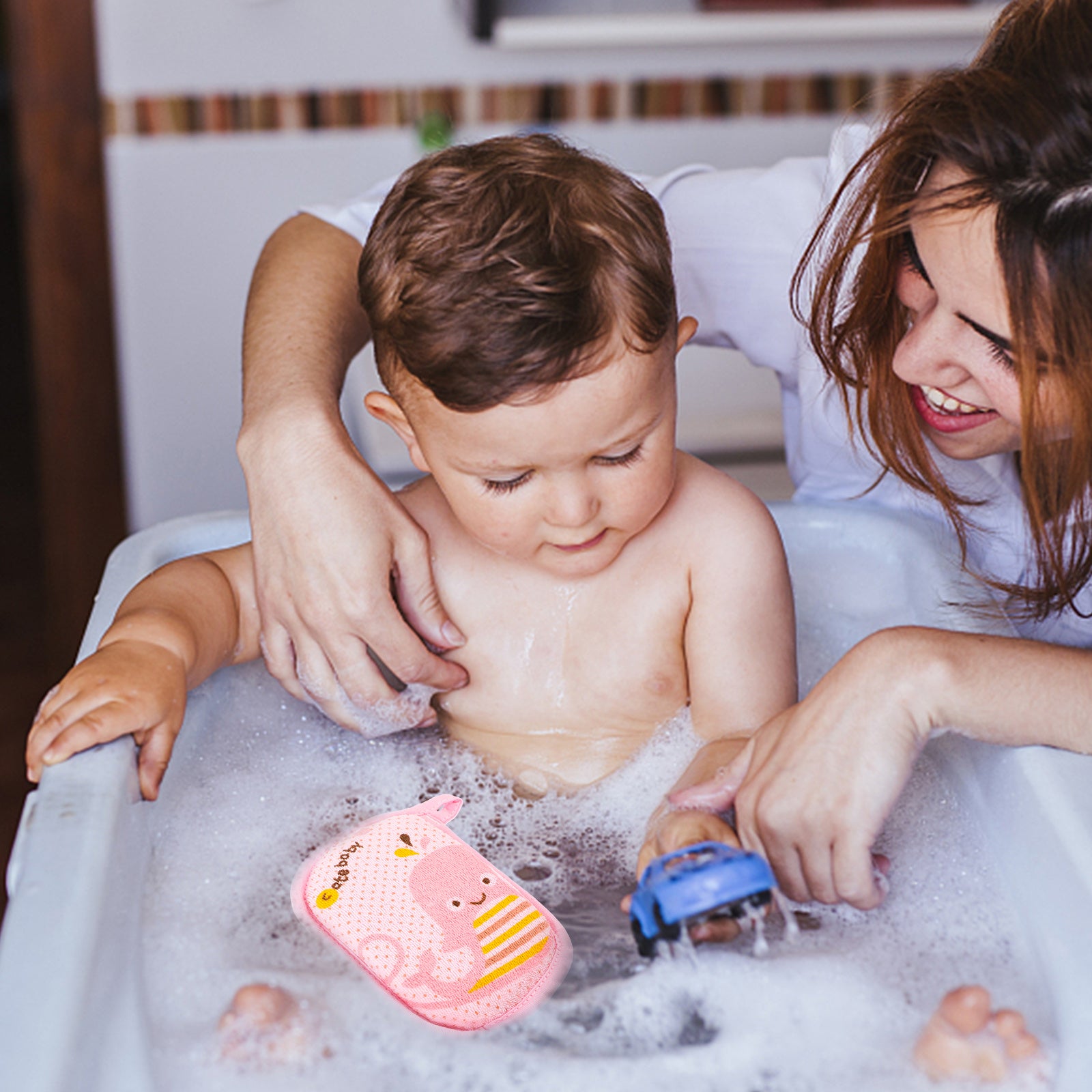 Comfortable Baby Bath Scrubber Sponge Tool For Infant Bathing Cartoon Bath Accessories For Toddlers 2