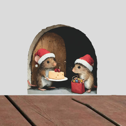 Cute Christmas Small Mouse Wall Stickers Xmas Decoration For Home Merry Christmas Noel Navidad Deco 9