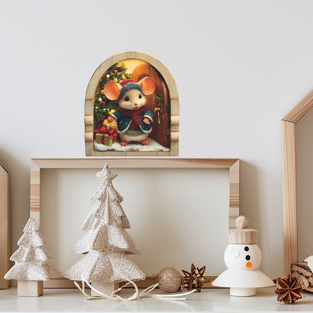 Cute Christmas Small Mouse Wall Stickers Xmas Decoration For Home Merry Christmas Noel Navidad Deco 10