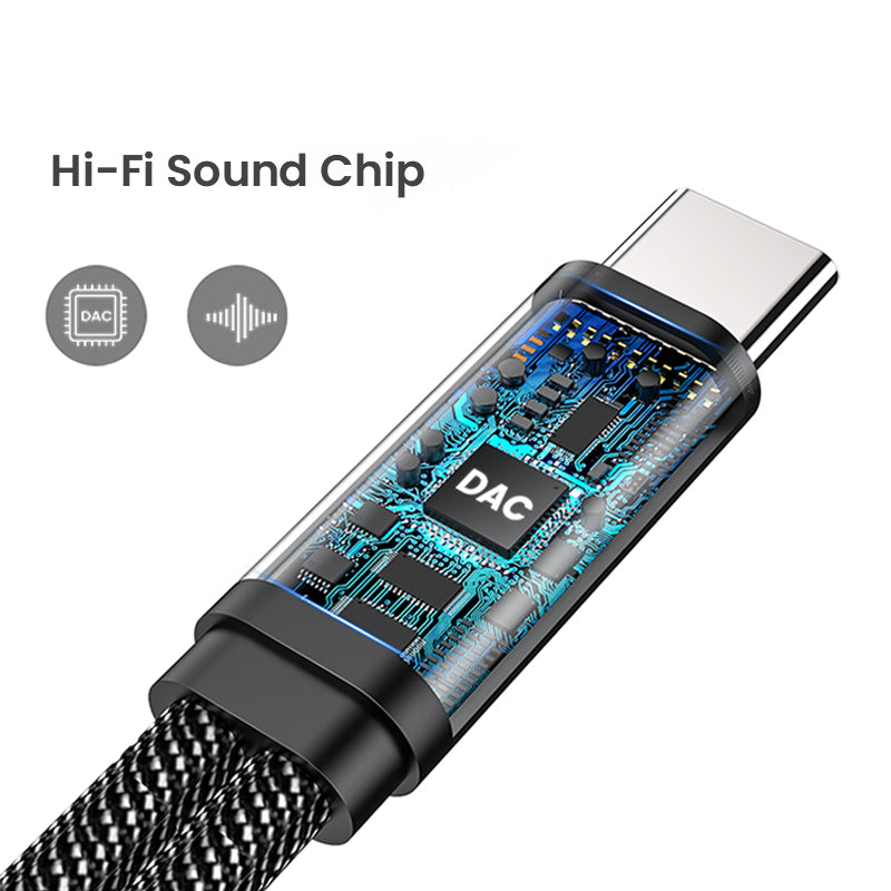 USB Type C To Headphone Audio Aux Adaptor PD Charging Cable For Samsung Huawei IPhone 3