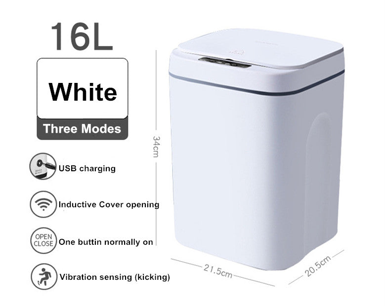Electric Touchless Smart Bin, Automatic Sensor Trash Can, Waterproof Garbage Bucket with Lid for Home