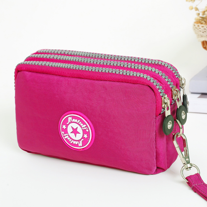 Fashion Hand Makeup WOMENS Bag Threelayer Zipper Mobile Phone Bag Waterproof Multilayer Pocket Bag 15
