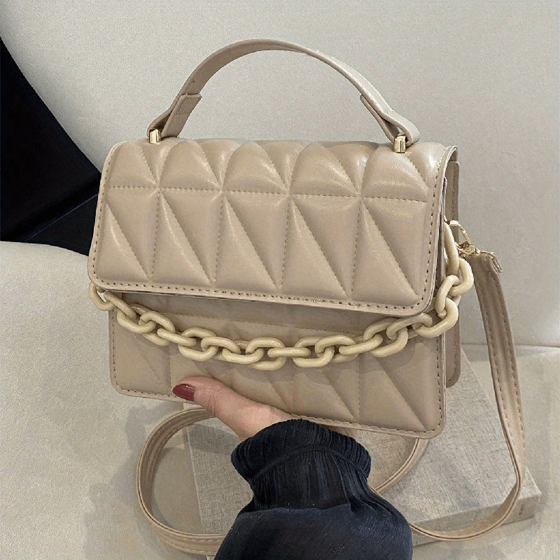 Small Casual Quilted Crossbody Bag with Magnetic Closure, Adjustable Strap, Daily Use Handbag for Women