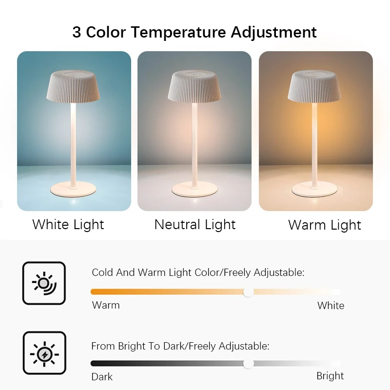 Creative Rechargeable LED Desk Lamp with Dimmable Night Light for Bedroom and Living Room
