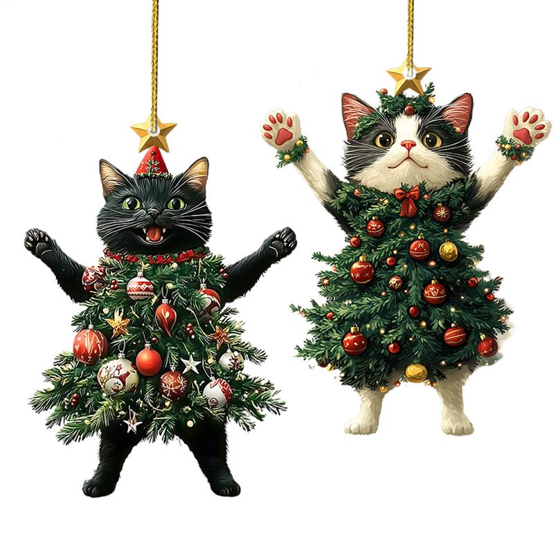 Cute Cat Christmas Tree, Pendants Hanging Ornaments for Car and Backpack