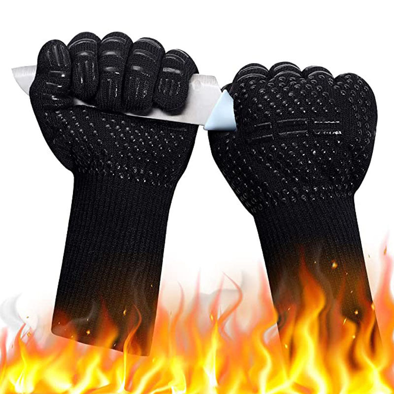 Fireproof BBQ Microwave Oven Gloves, Barbecue Mitts, High Temperature Resistance Insulation Glove for Baking