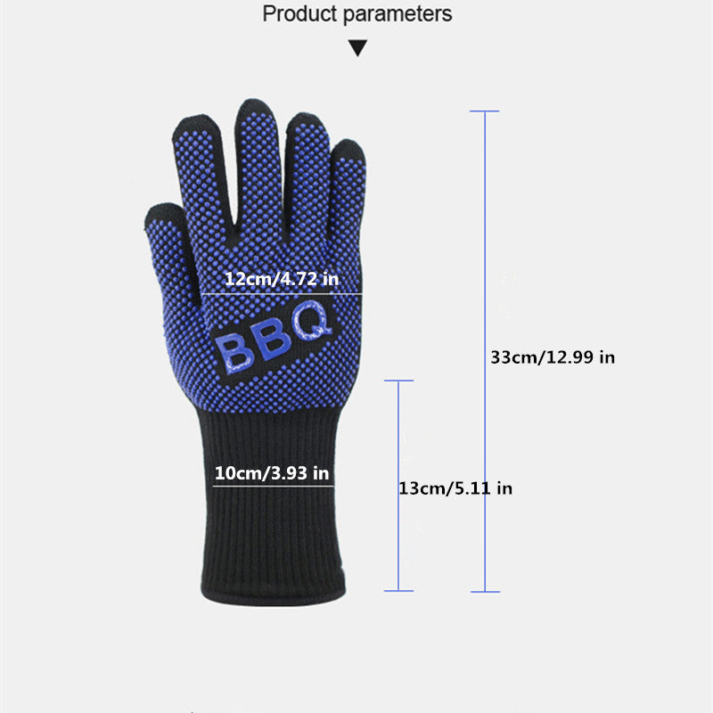 Fireproof BBQ Microwave Oven Gloves, Barbecue Mitts, High Temperature Resistance Insulation Glove for Baking