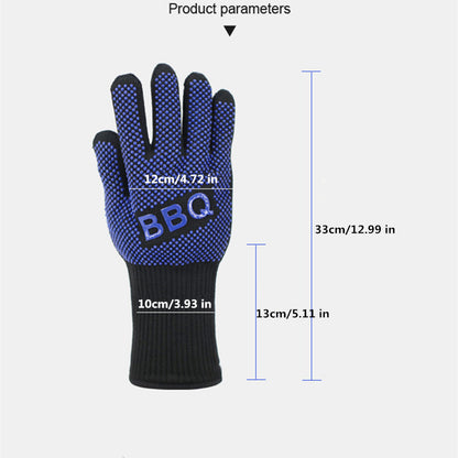 Fireproof BBQ Microwave Oven Gloves, Barbecue Mitts, High Temperature Resistance Insulation Glove for Baking