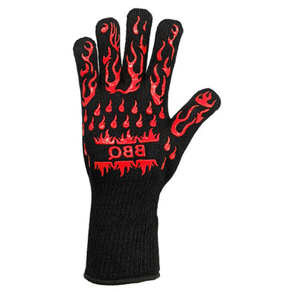 Fireproof BBQ Microwave Oven Gloves, Barbecue Mitts, High Temperature Resistance Insulation Glove for Baking