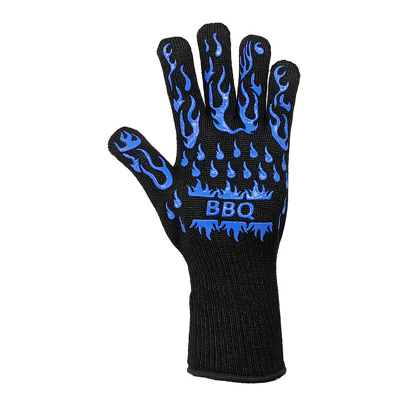 Fireproof BBQ Microwave Oven Gloves, Barbecue Mitts, High Temperature Resistance Insulation Glove for Baking