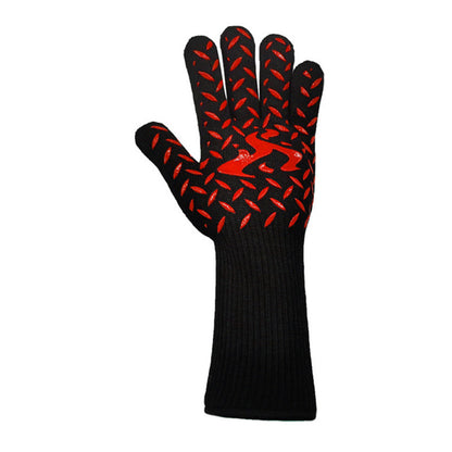 Fireproof BBQ Microwave Oven Gloves, Barbecue Mitts, High Temperature Resistance Insulation Glove for Baking