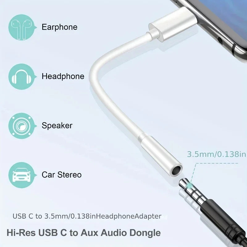 USB-C Audio Cable Converter to Jack Earphone Adaptor