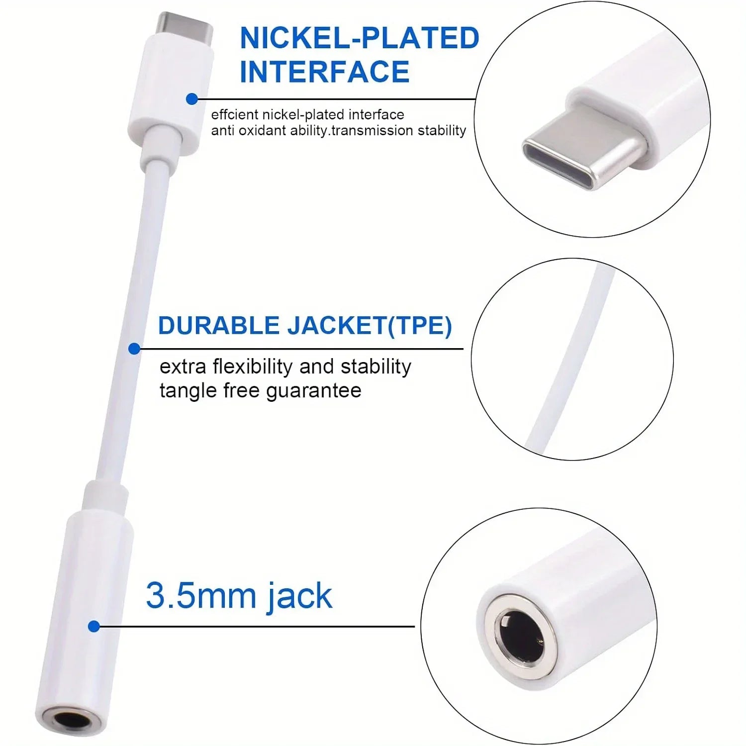 USB-C Audio Cable Converter to Jack Earphone Adaptor