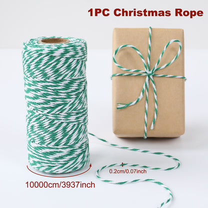 Christmas Bakers Twine String for Gift Box Packaging, Merry Christmas Decoration for Home, New Year Navidad Natal Noel