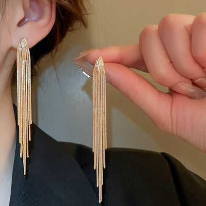 Premium Dangle Earrings For Women Light Luxury Chain Tassel Exaggerated Fashion Statement Jewelry 2