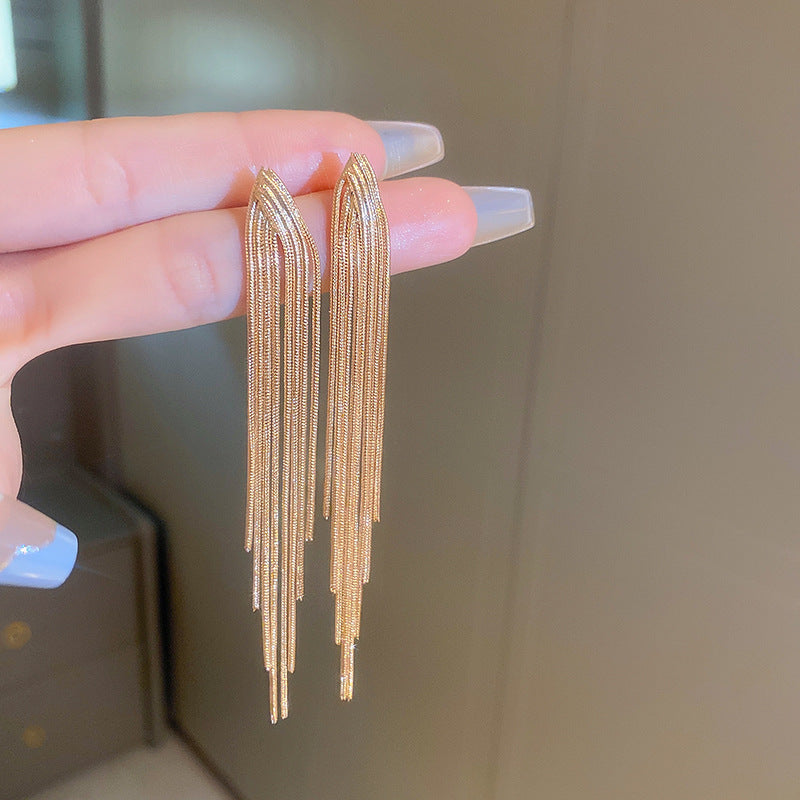 Premium Dangle Earrings For Women Light Luxury Chain Tassel Exaggerated Fashion Statement Jewelry 3