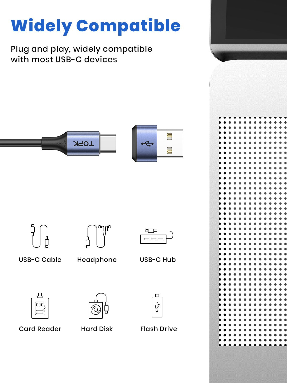 USB C To USB Male Adapter Fast Charging  Data Sync OTG Connector 4