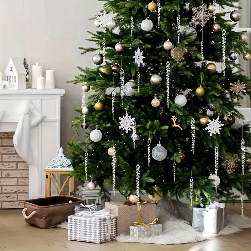 Crystal Clear Christmas Tree Ornaments Icicle Decorations For Holiday And Winter Party Decor 2