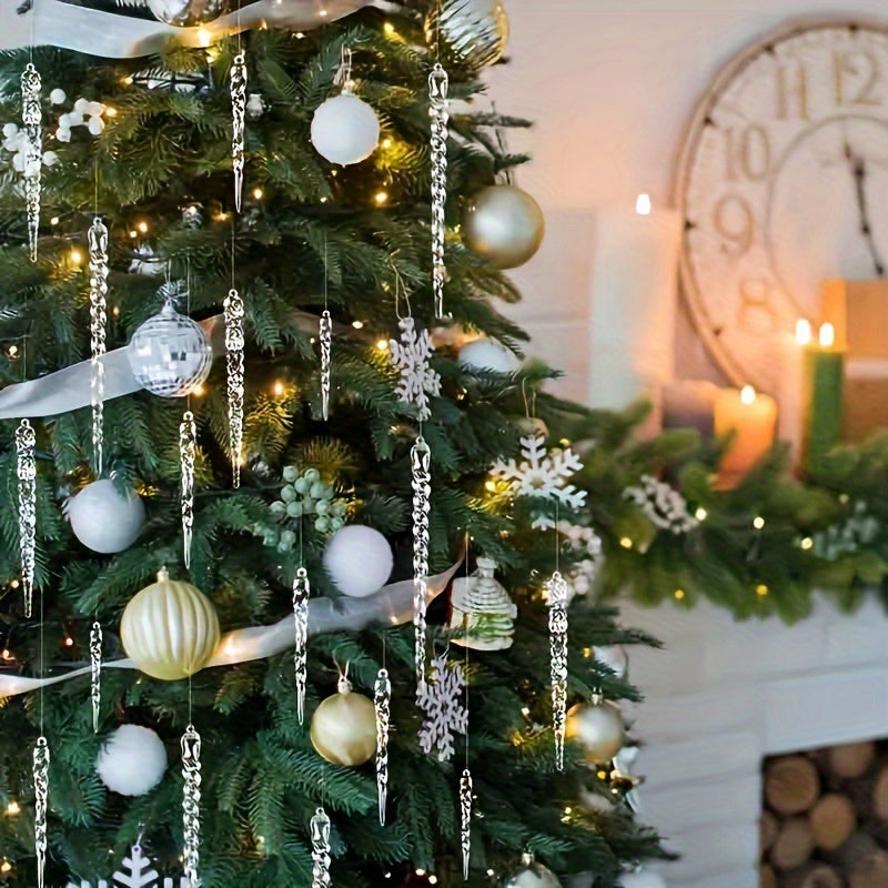 Crystal Clear Christmas Tree Ornaments Icicle Decorations For Holiday And Winter Party Decor 3