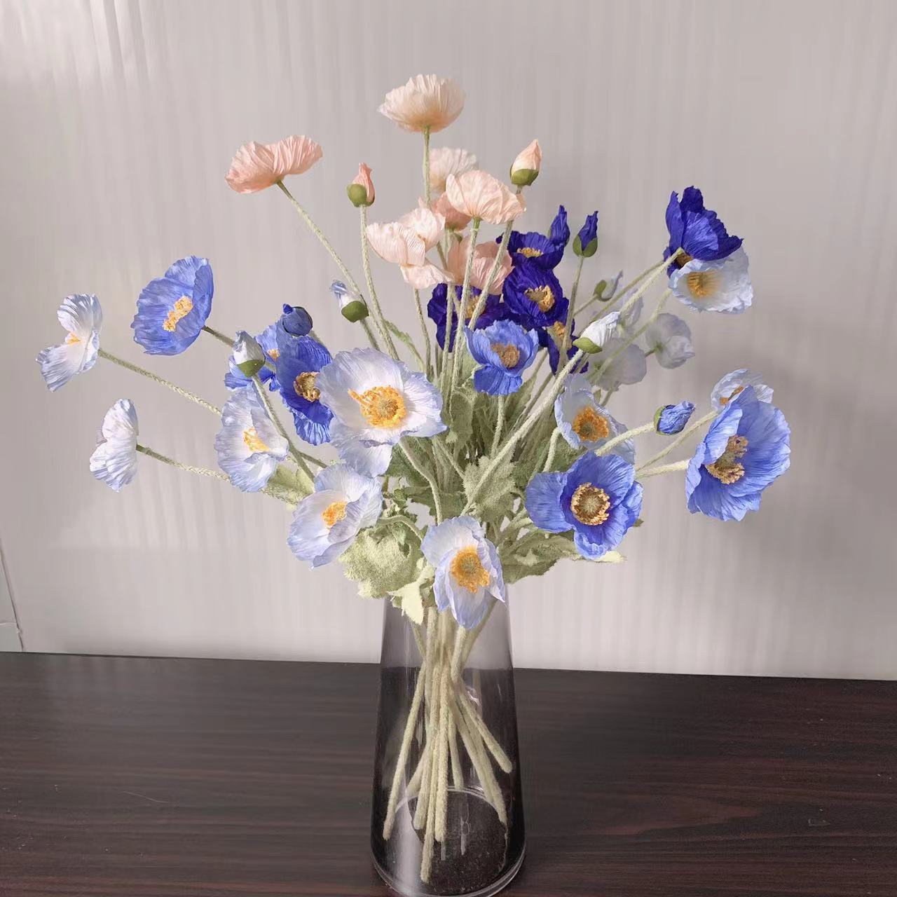 Artificial Flowers, Fake Poppy Silk Flowers, Long Stem Wedding Bouquet Decor, Housewarming Garden Table Decor