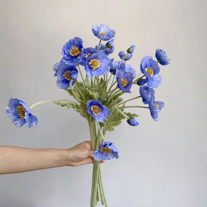 Artificial Flowers, Fake Poppy Silk Flowers, Long Stem Wedding Bouquet Decor, Housewarming Garden Table Decor