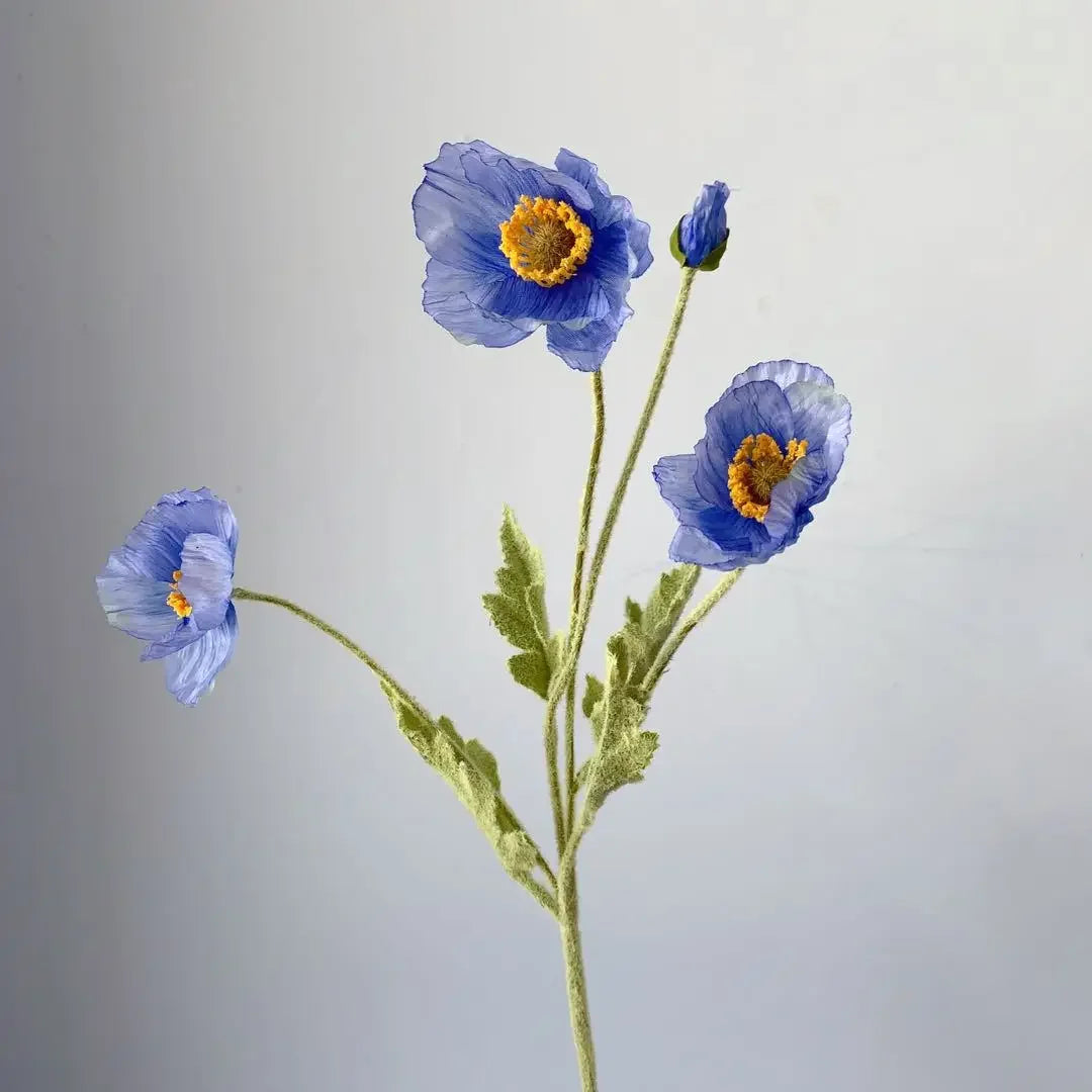 Artificial Flowers, Fake Poppy Silk Flowers, Long Stem Wedding Bouquet Decor, Housewarming Garden Table Decor