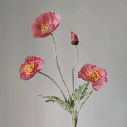 Artificial Flowers, Fake Poppy Silk Flowers, Long Stem Wedding Bouquet Decor, Housewarming Garden Table Decor