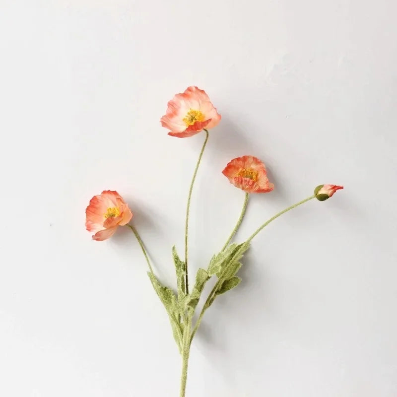 Artificial Flowers, Fake Poppy Silk Flowers, Long Stem Wedding Bouquet Decor, Housewarming Garden Table Decor