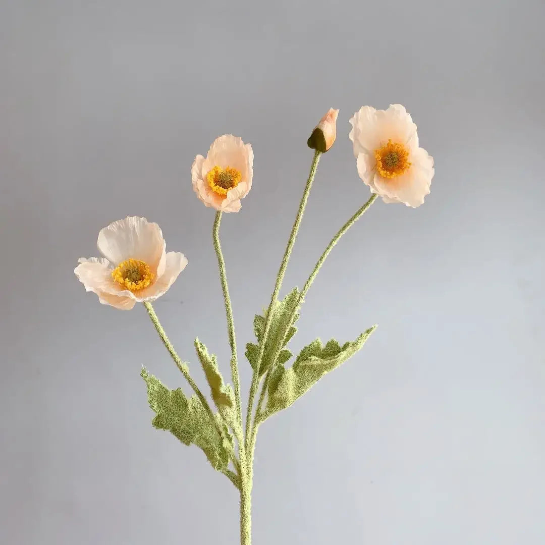 Artificial Flowers, Fake Poppy Silk Flowers, Long Stem Wedding Bouquet Decor, Housewarming Garden Table Decor