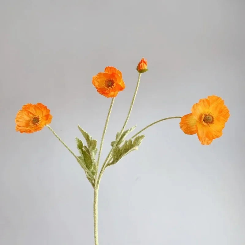 Artificial Flowers, Fake Poppy Silk Flowers, Long Stem Wedding Bouquet Decor, Housewarming Garden Table Decor