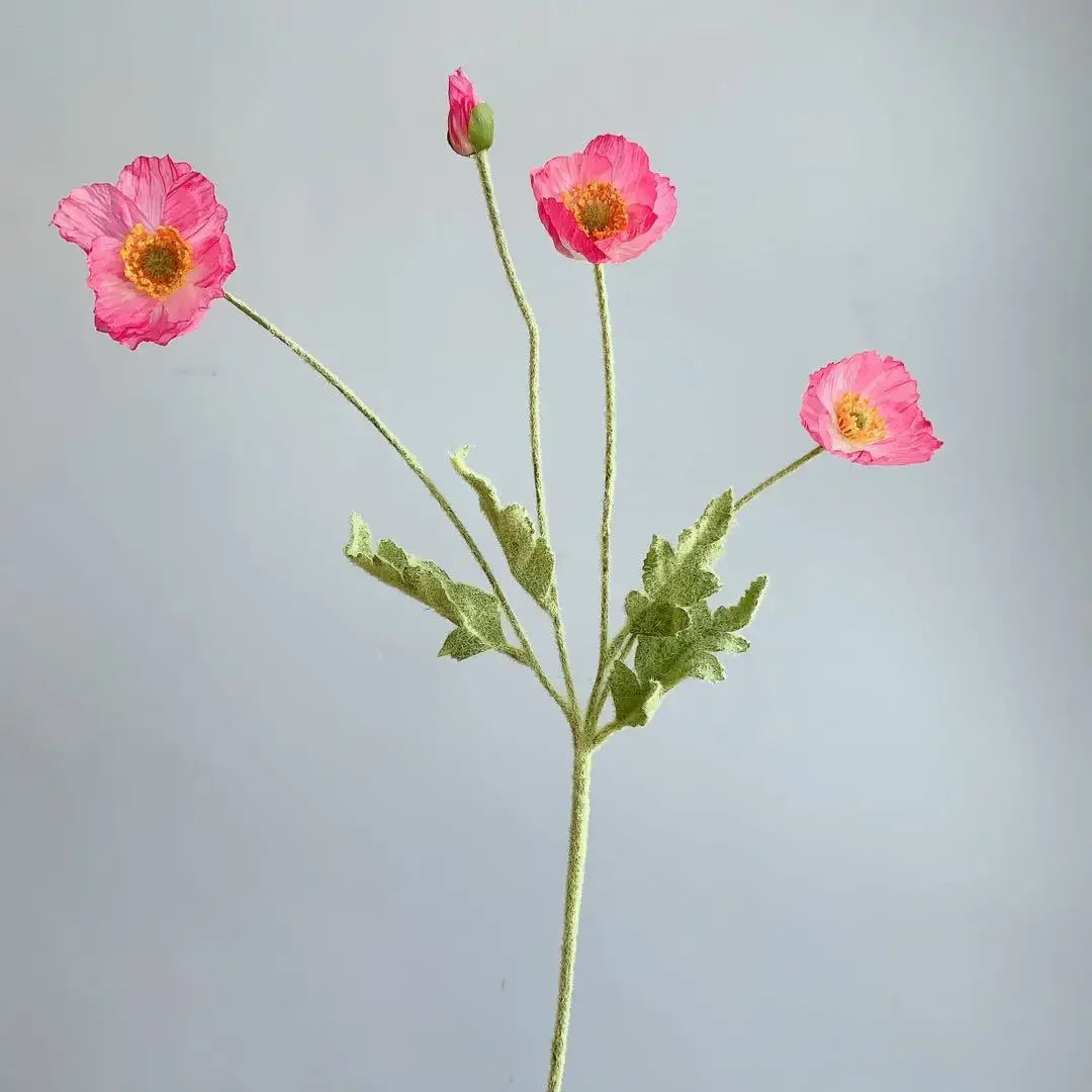 Artificial Flowers, Fake Poppy Silk Flowers, Long Stem Wedding Bouquet Decor, Housewarming Garden Table Decor