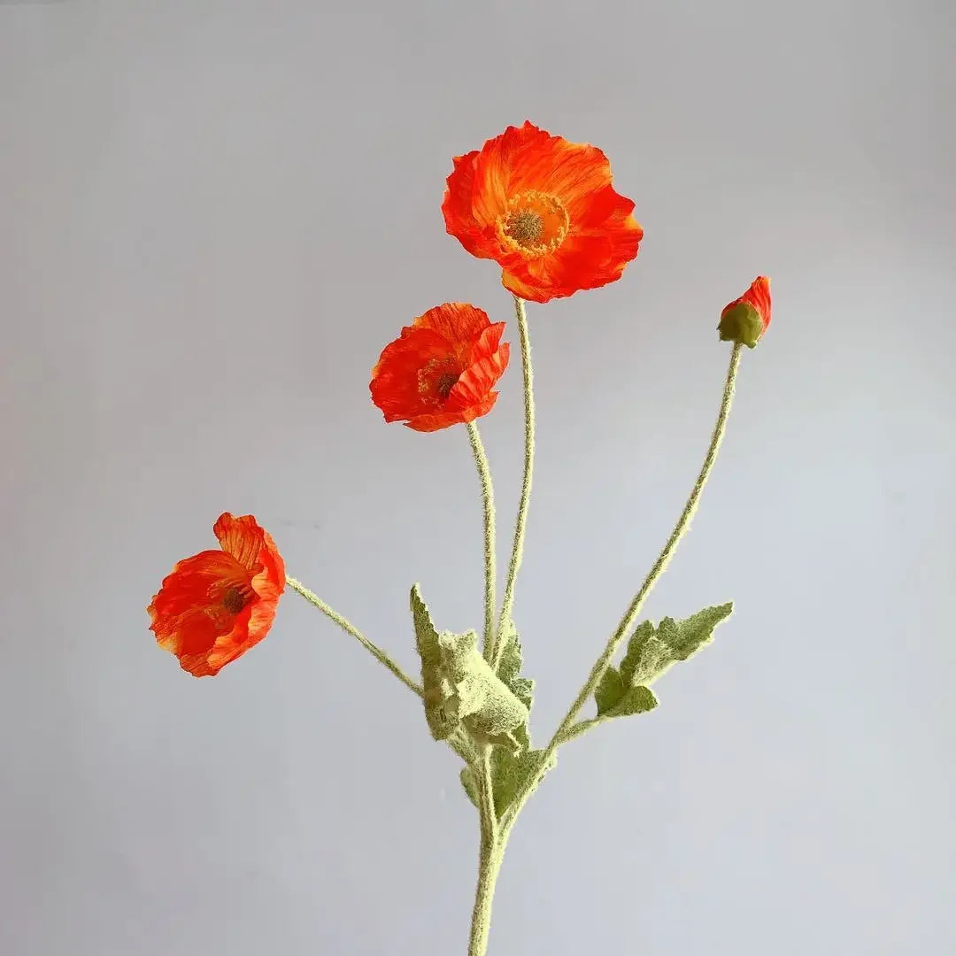Artificial Flowers, Fake Poppy Silk Flowers, Long Stem Wedding Bouquet Decor, Housewarming Garden Table Decor