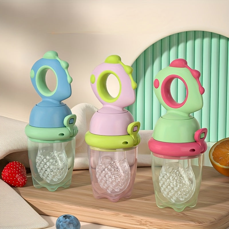 Baby Fruit Feeder Dinosaur Rotate Push Type Silicone Fresh Food Feeder Kids Feeding Tool for Early Self Feeding