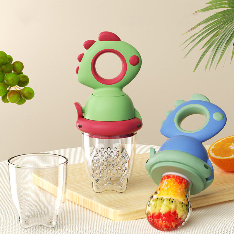 Baby Fruit Feeder Dinosaur Rotate Push Type Silicone Fresh Food Feeder Kids Feeding Tool For Early  1