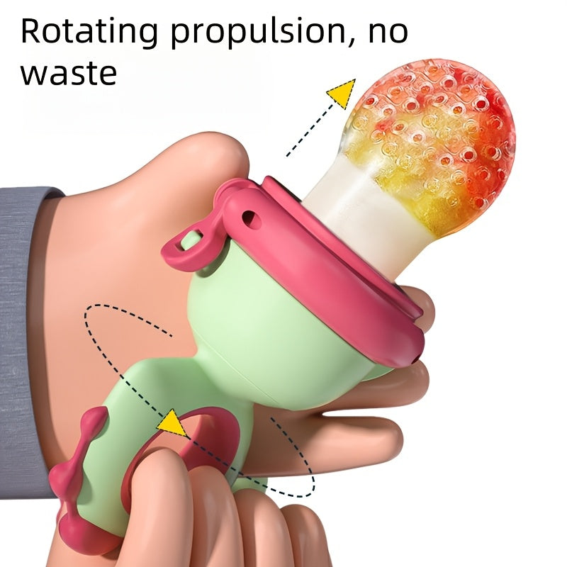Baby Fruit Feeder Dinosaur Rotate Push Type Silicone Fresh Food Feeder Kids Feeding Tool For Early  3
