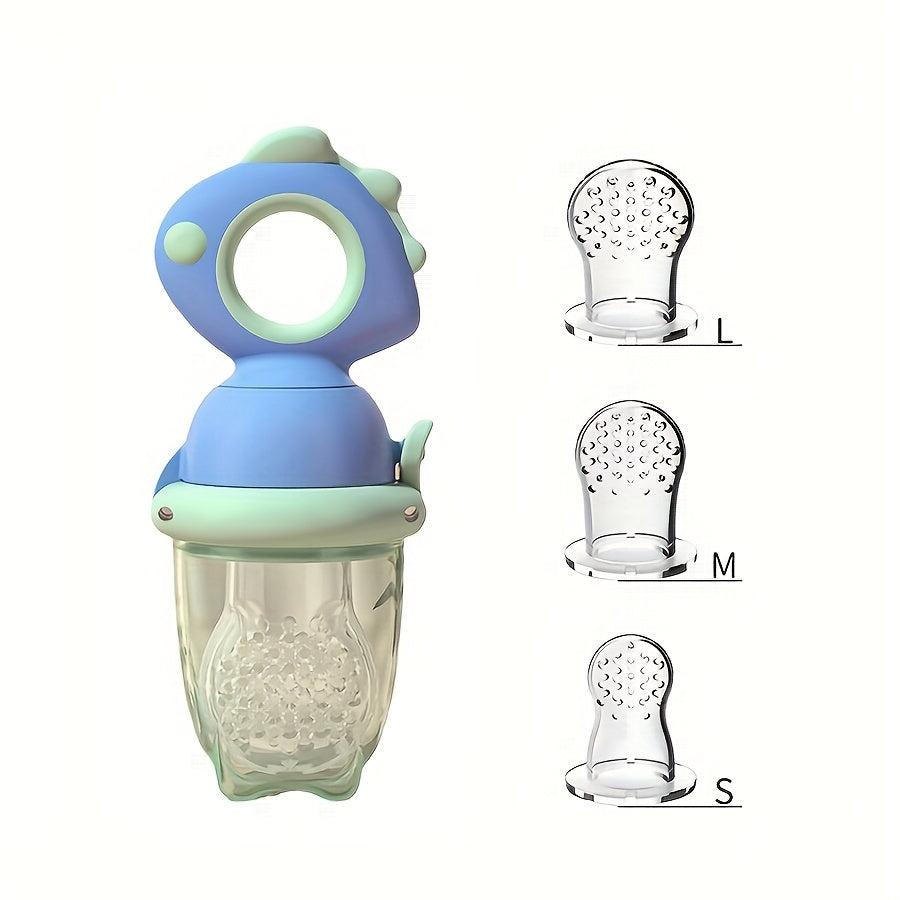 Baby Fruit Feeder Dinosaur Rotate Push Type Silicone Fresh Food Feeder Kids Feeding Tool For Early  6