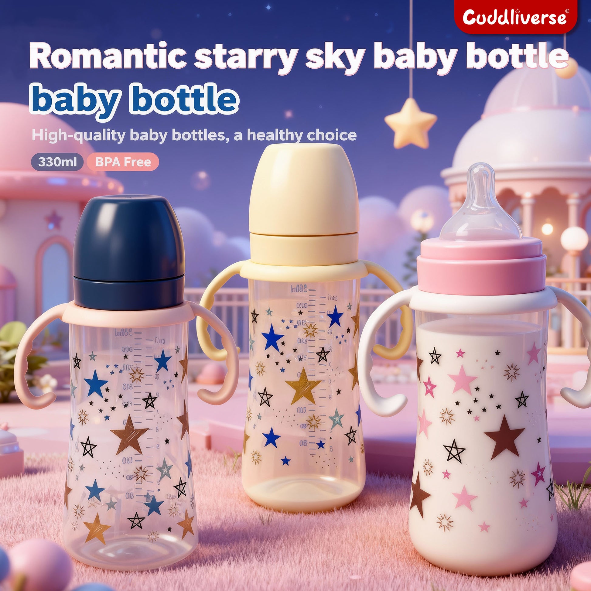 Large Capacity Baby Feeding Bottle PP Bottle Ergonomic Handle Design 3