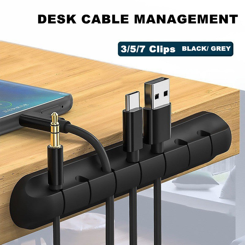 Silicone Desk Winder, USB Cable Holder Clips, Cord Organizer Self-Adhesive Tidy Management