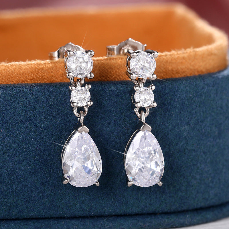 Huitan Women's Drop Earrings Silver Fashion Jewelry, Elegant Versatile Female Ear Accessories for Wholesale