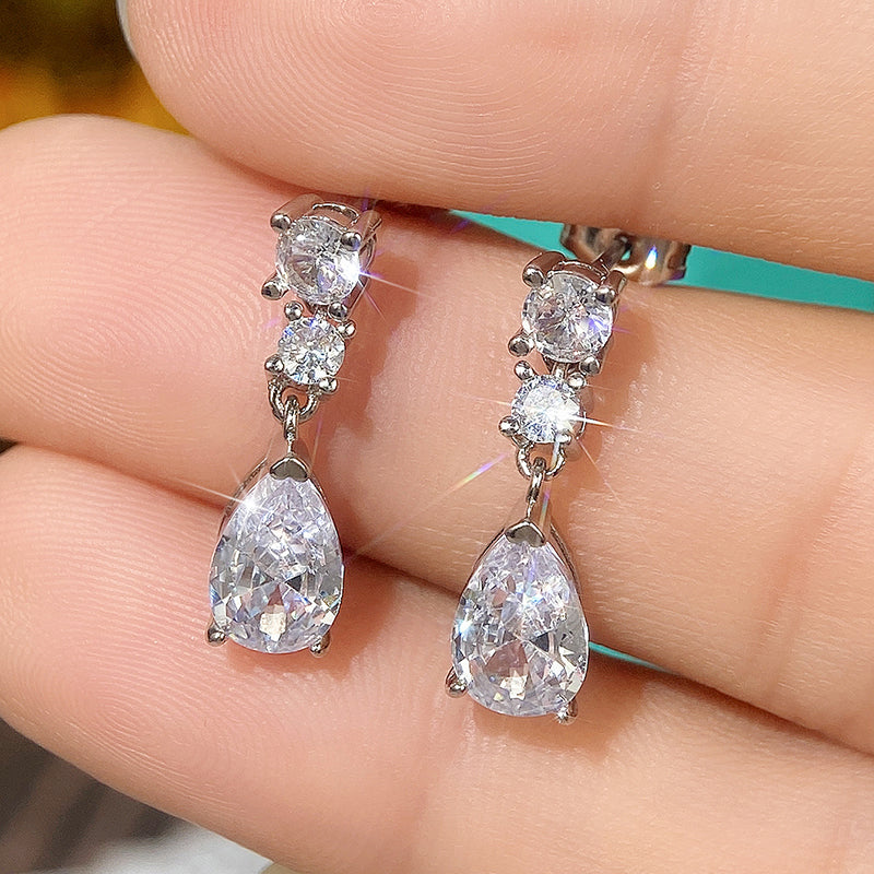 Huitan Women's Drop Earrings Silver Fashion Jewelry, Elegant Versatile Female Ear Accessories for Wholesale