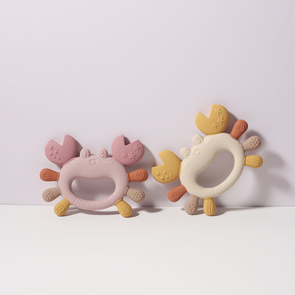 BPA-Free Crab-Shaped Baby Teether, Silicone Chillable Infant Teething Toy for Sore Gums