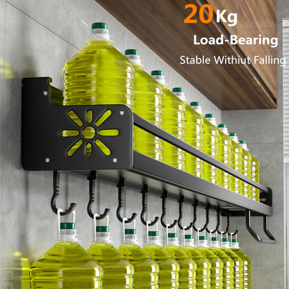 Wall-mounted Kitchen Organizer Shelf, Spice Storage Rack, Knife Holder & Seasoning Shelf for Chopsticks, Spoons, Shovel