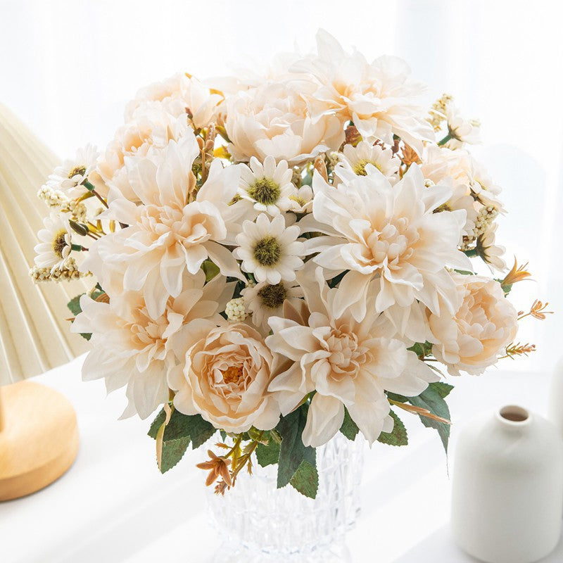Artificial Flowers Silk Dahlia Home Wreath Decoration Rose Daisy Festival Room Wedding Bridal Bouqu 1