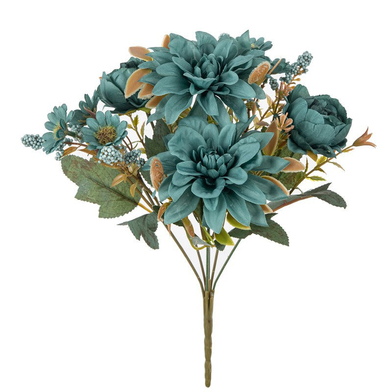 Artificial Flowers Silk Dahlia Home Wreath Decoration Rose Daisy Festival Room Wedding Bridal Bouqu 3