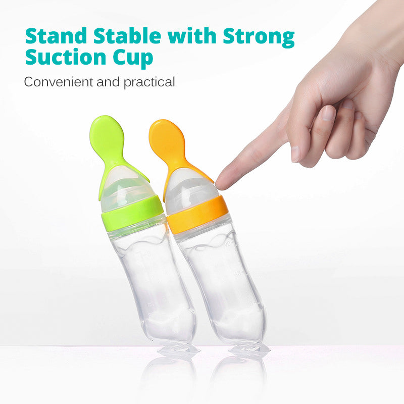 Silicone Baby Bottle With Spoon Food Supplement Bottle Squeeze Milk Cup For Rice Cereal Feeding 2