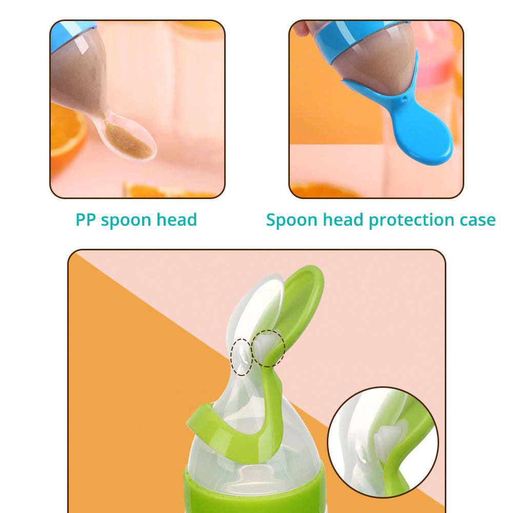 Silicone Baby Bottle With Spoon Food Supplement Bottle Squeeze Milk Cup For Rice Cereal Feeding 3